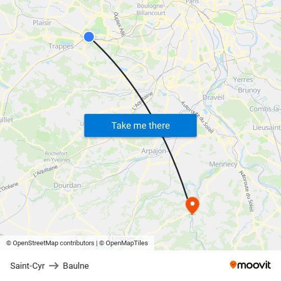 Saint-Cyr to Baulne map