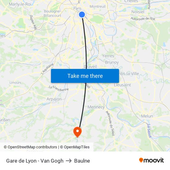 Gare de Lyon - Van Gogh to Baulne map