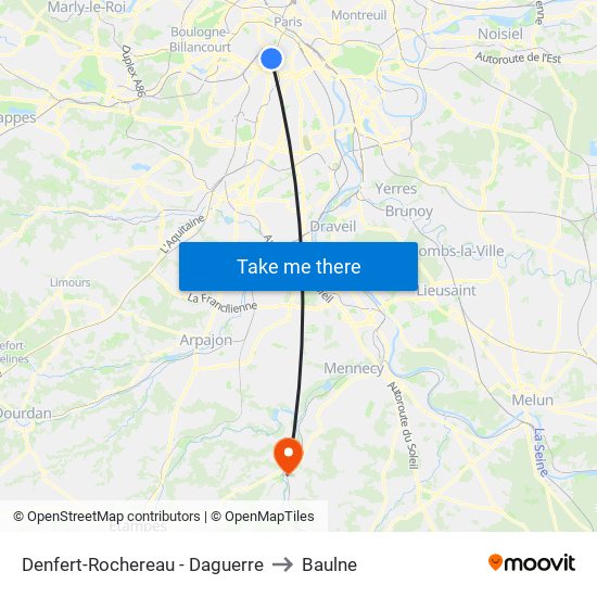Denfert-Rochereau - Daguerre to Baulne map