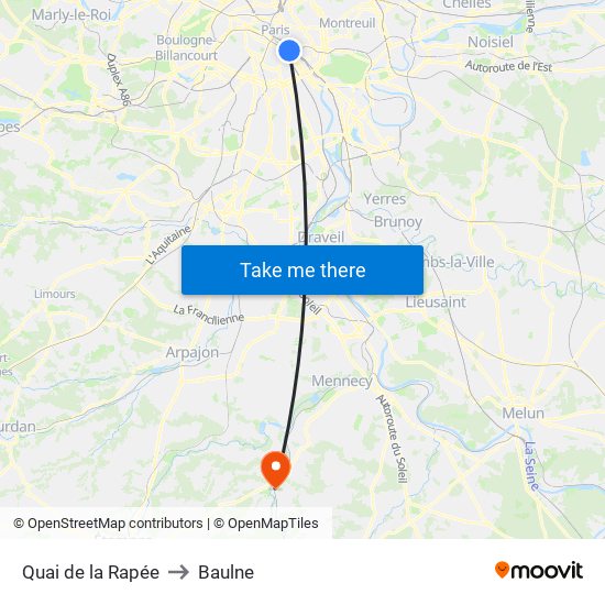 Quai de la Rapée to Baulne map