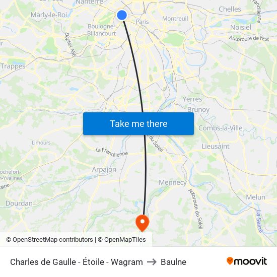Charles de Gaulle - Étoile - Wagram to Baulne map