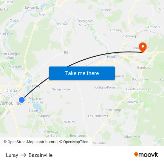 Luray to Bazainville map