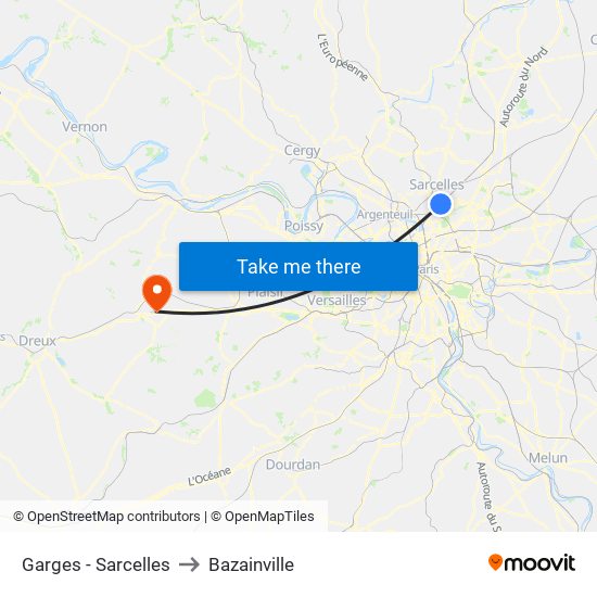 Garges - Sarcelles to Bazainville map