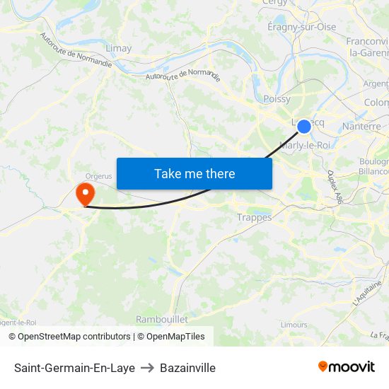 Saint-Germain-En-Laye to Bazainville map