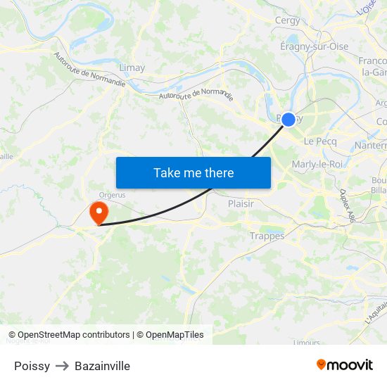 Poissy to Bazainville map