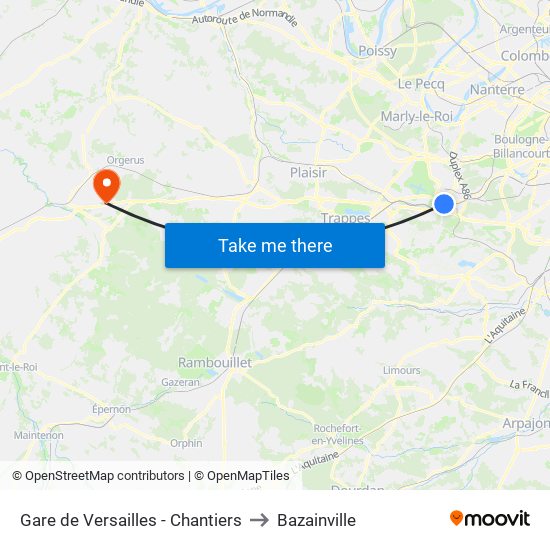 Gare de Versailles - Chantiers to Bazainville map
