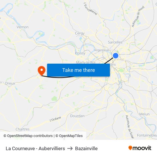 La Courneuve - Aubervilliers to Bazainville map