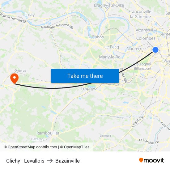 Clichy - Levallois to Bazainville map
