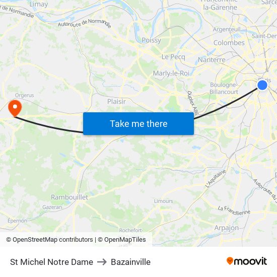 St Michel Notre Dame to Bazainville map