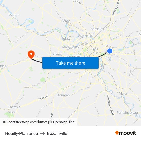 Neuilly-Plaisance to Bazainville map