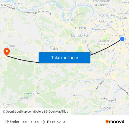 Châtelet Les Halles to Bazainville map
