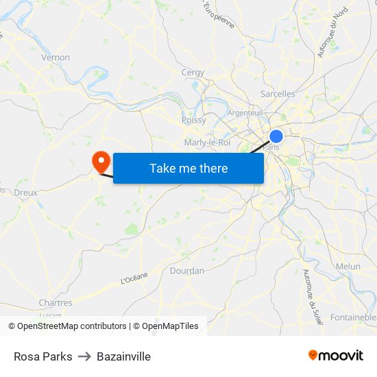 Rosa Parks to Bazainville map