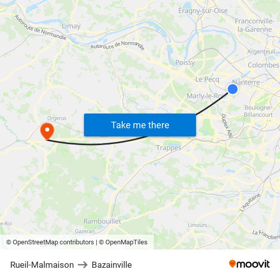 Rueil-Malmaison to Bazainville map