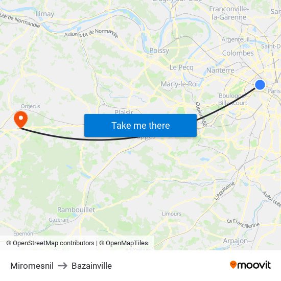 Miromesnil to Bazainville map