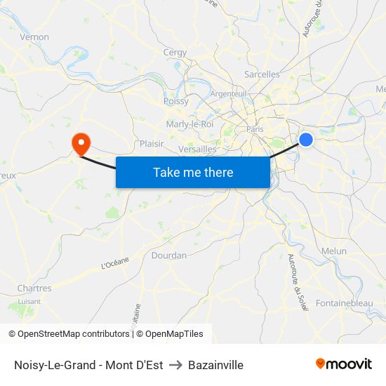 Noisy-Le-Grand - Mont D'Est to Bazainville map