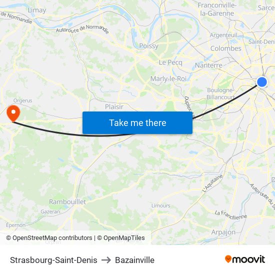 Strasbourg-Saint-Denis to Bazainville map