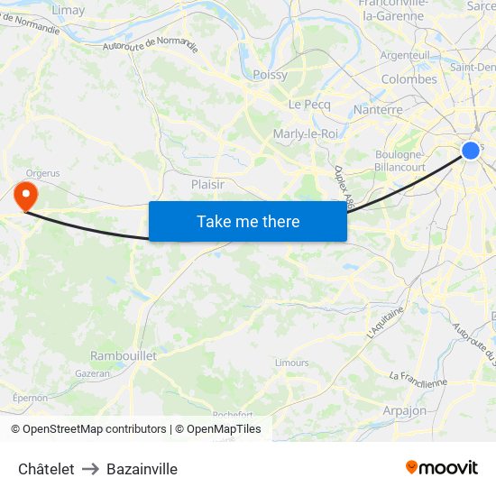 Châtelet to Bazainville map