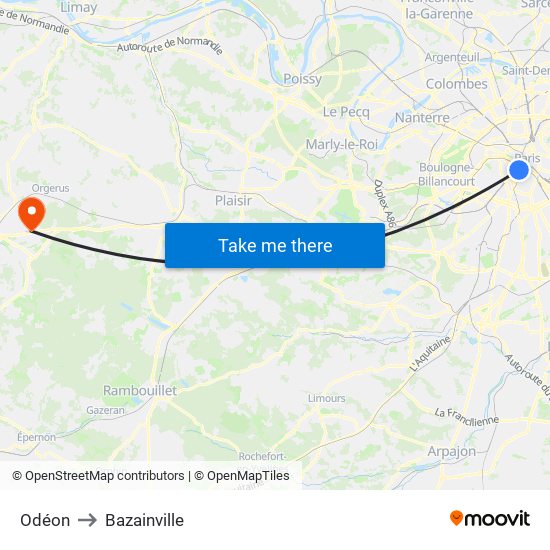 Odéon to Bazainville map