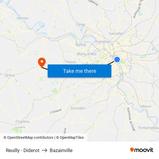 Reuilly - Diderot to Bazainville map