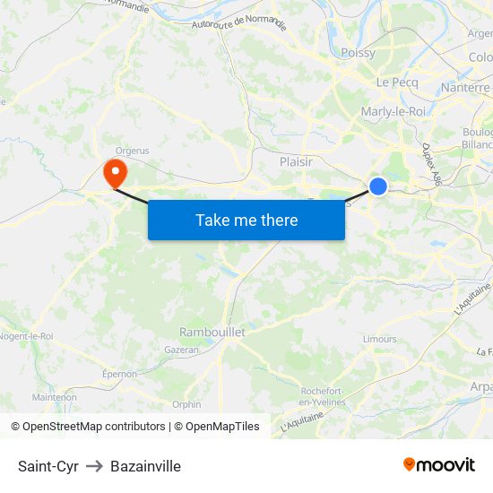 Saint-Cyr to Bazainville map