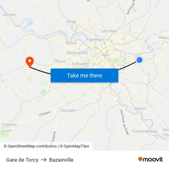 Gare de Torcy to Bazainville map