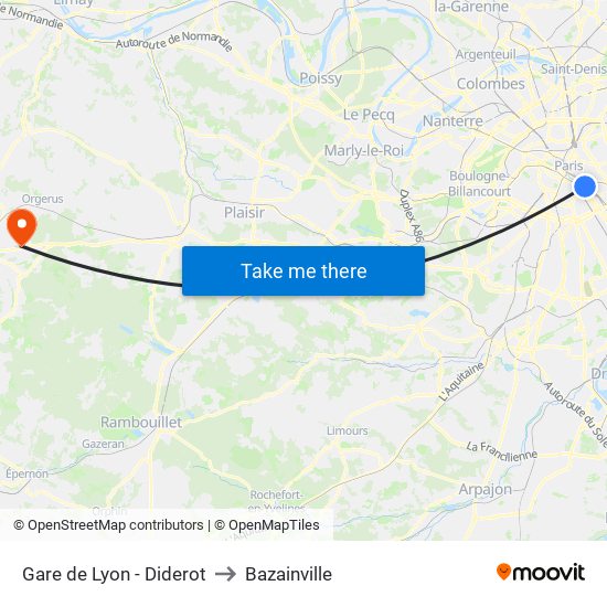 Gare de Lyon - Diderot to Bazainville map