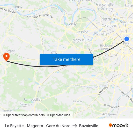 La Fayette - Magenta - Gare du Nord to Bazainville map