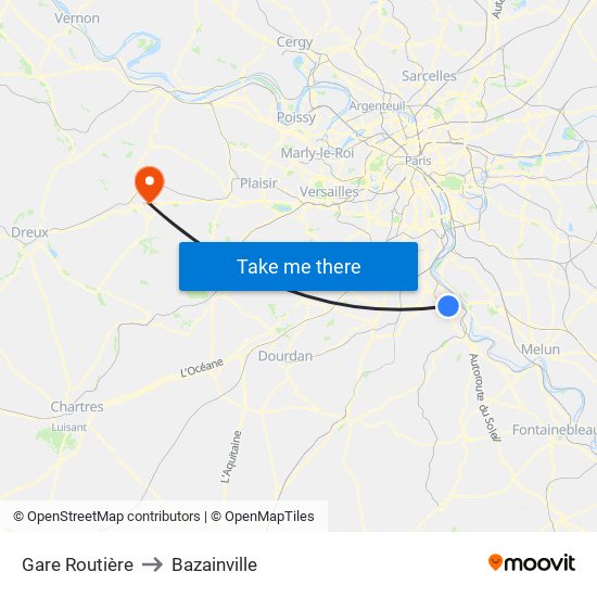 Gare Routière to Bazainville map