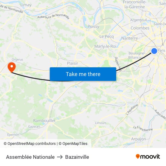 Assemblée Nationale to Bazainville map