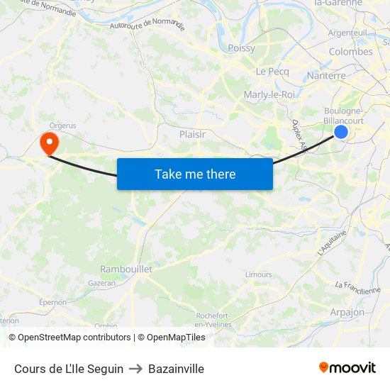 Cours de L'Ile Seguin to Bazainville map