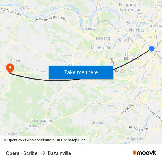 Opéra - Scribe to Bazainville map