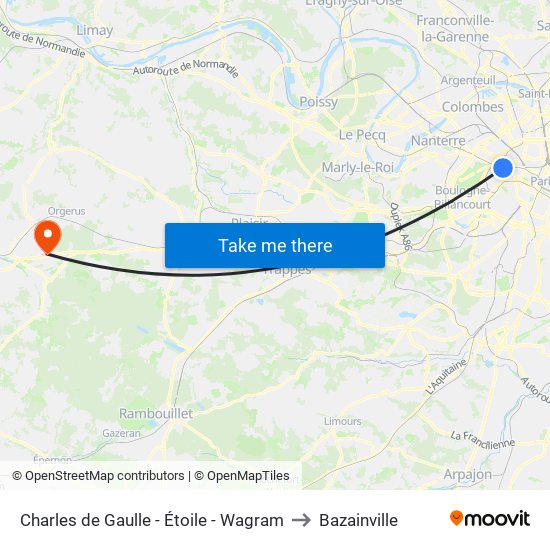 Charles de Gaulle - Étoile - Wagram to Bazainville map