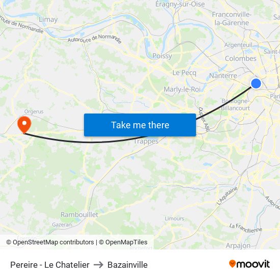Pereire - Le Chatelier to Bazainville map