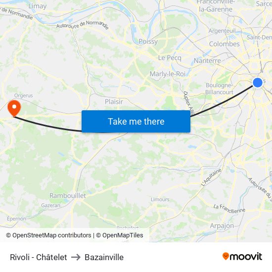 Rivoli - Châtelet to Bazainville map