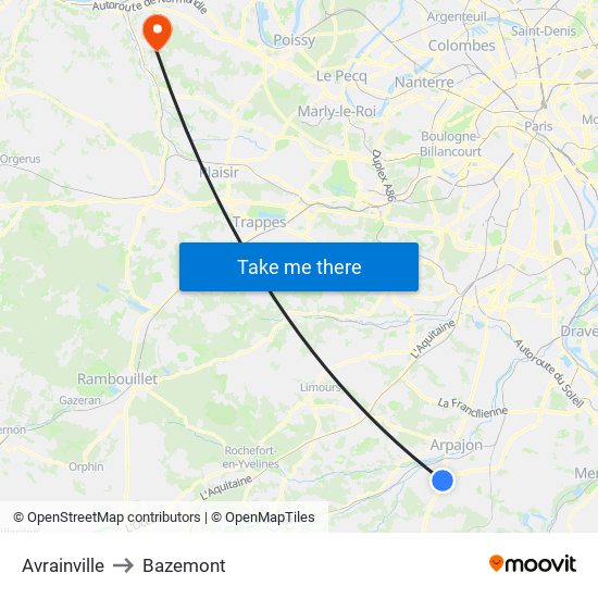 Avrainville to Bazemont map
