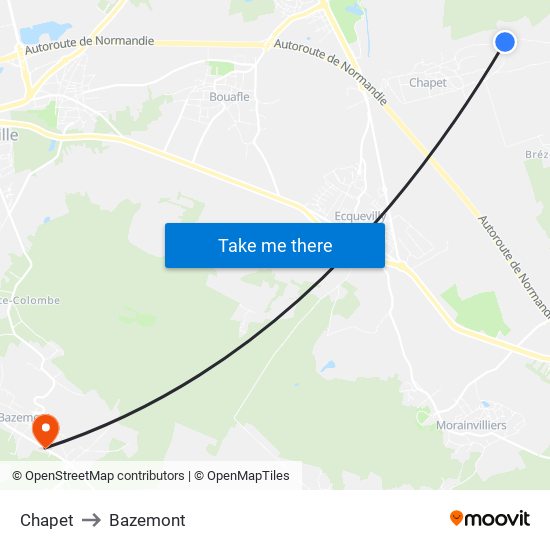 Chapet to Bazemont map