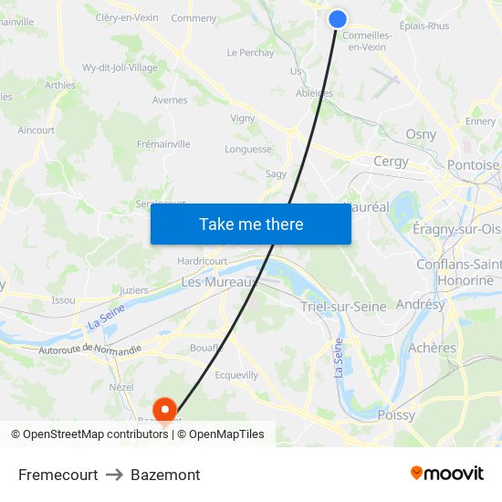 Fremecourt to Bazemont map