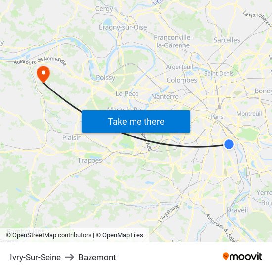 Ivry-Sur-Seine to Bazemont map