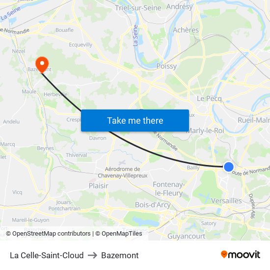 La Celle-Saint-Cloud to Bazemont map