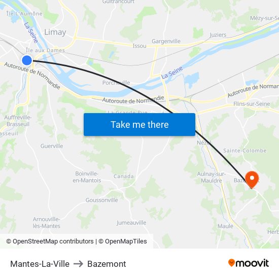 Mantes-La-Ville to Bazemont map