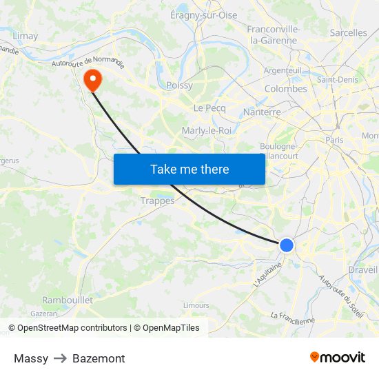 Massy to Bazemont map