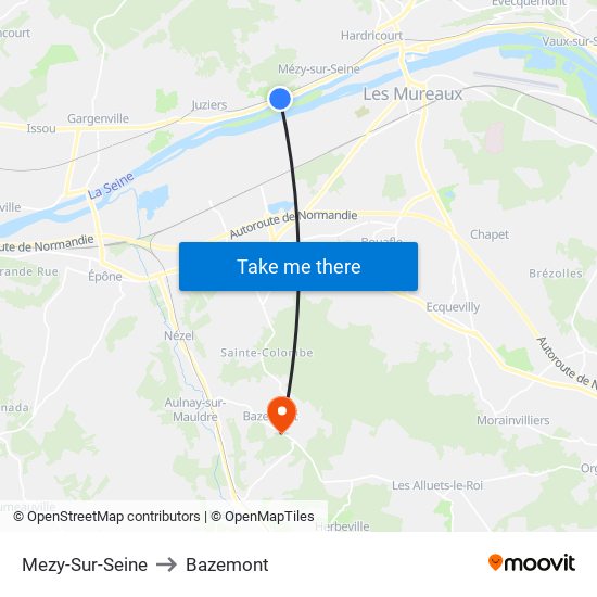 Mezy-Sur-Seine to Bazemont map