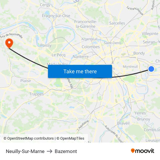 Neuilly-Sur-Marne to Bazemont map
