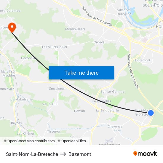 Saint-Nom-La-Breteche to Bazemont map