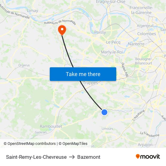 Saint-Remy-Les-Chevreuse to Bazemont map