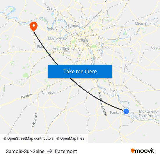 Samois-Sur-Seine to Bazemont map