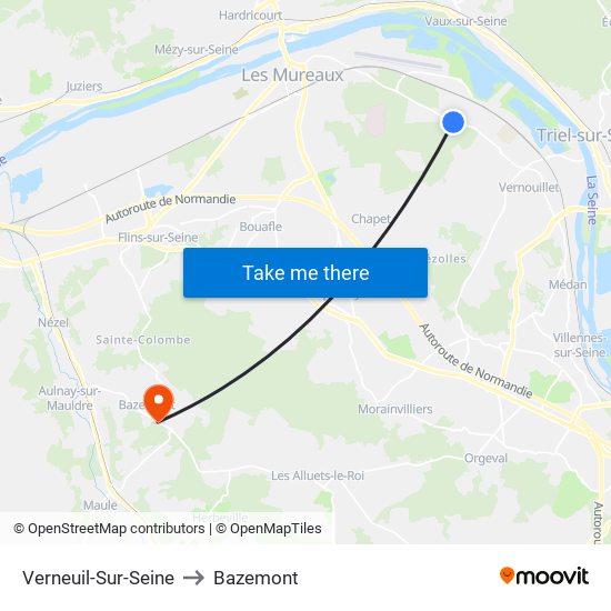 Verneuil-Sur-Seine to Bazemont map