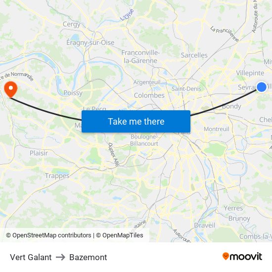 Vert Galant to Bazemont map
