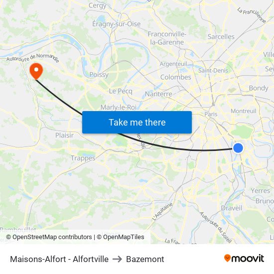 Maisons-Alfort - Alfortville to Bazemont map