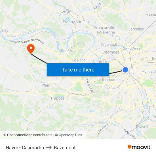 Havre - Caumartin to Bazemont map